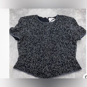 Vintage black Beaded evening Top